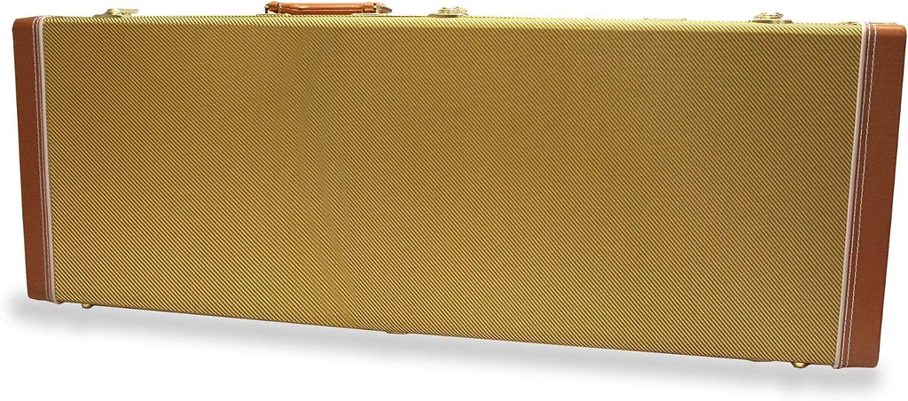 Gator GW-ELECTRIC-TW Deluxe Wood Case for Strat/Tele Style Electric Guitars - Tweed Bundle with Picks, Strap, Instrument Cable, and Austin Bazaar Polishing Cloth