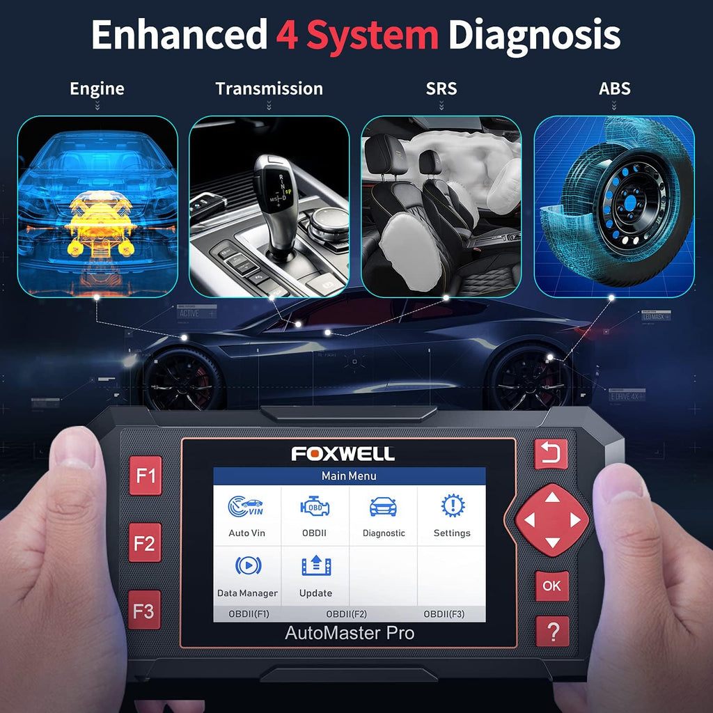 FOXWELL Car Scanner NT604 Elite OBD2 Scanner ABS SRS Transmission, Check Engine Code Reader for Cars and Trucks, Diagnostic Scan Tool with SRS Airbag, Automotive Diagnostic Tool with Live Data