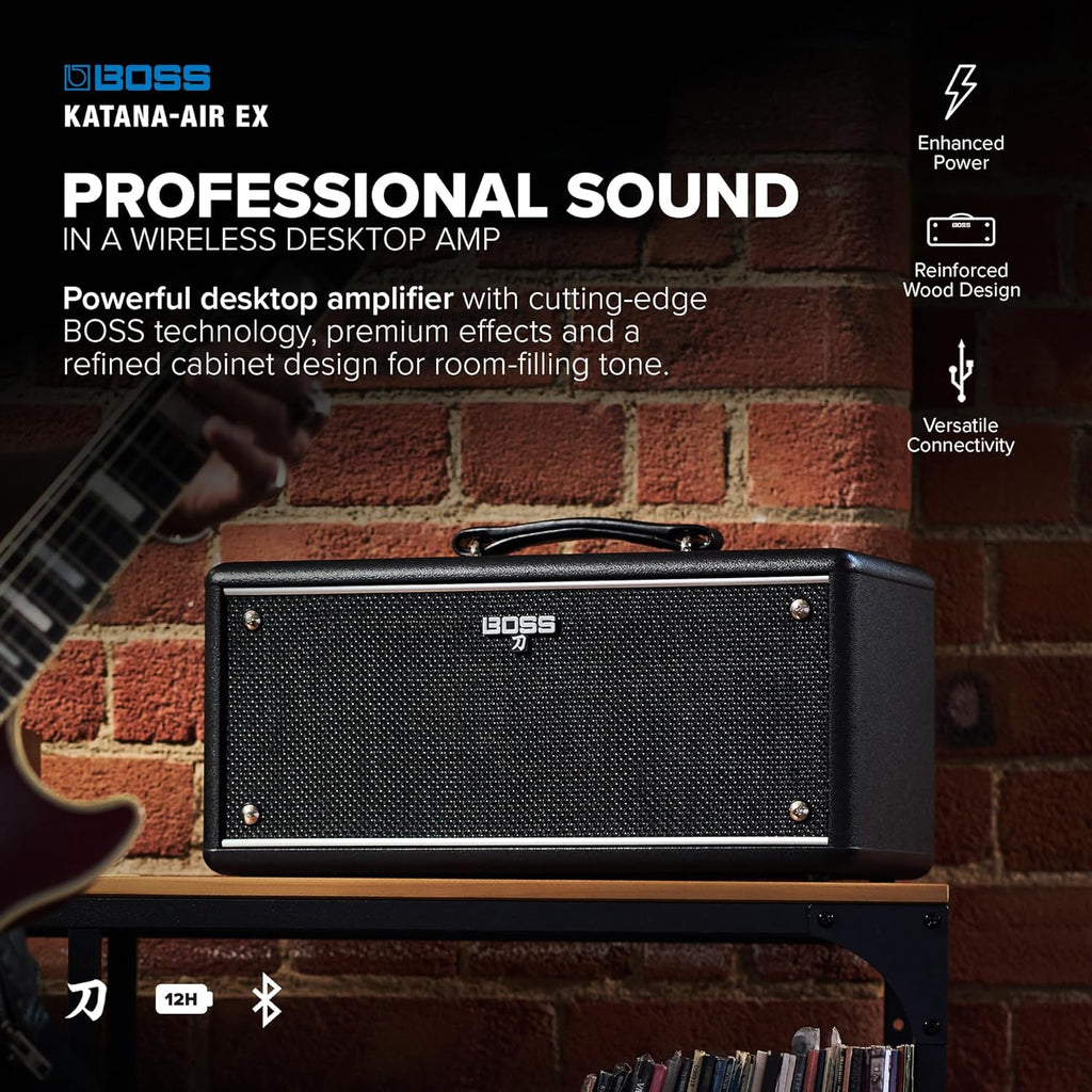 BOSS Katana-Air EX | Powerful Wireless Desktop Amplifier for Guitar, Bass & Acoustic-Electric Guitar & Bass | Stereo Sound with Dual Five-Inch Speakers | 5 Amp Characters | Premium Amps & Effects