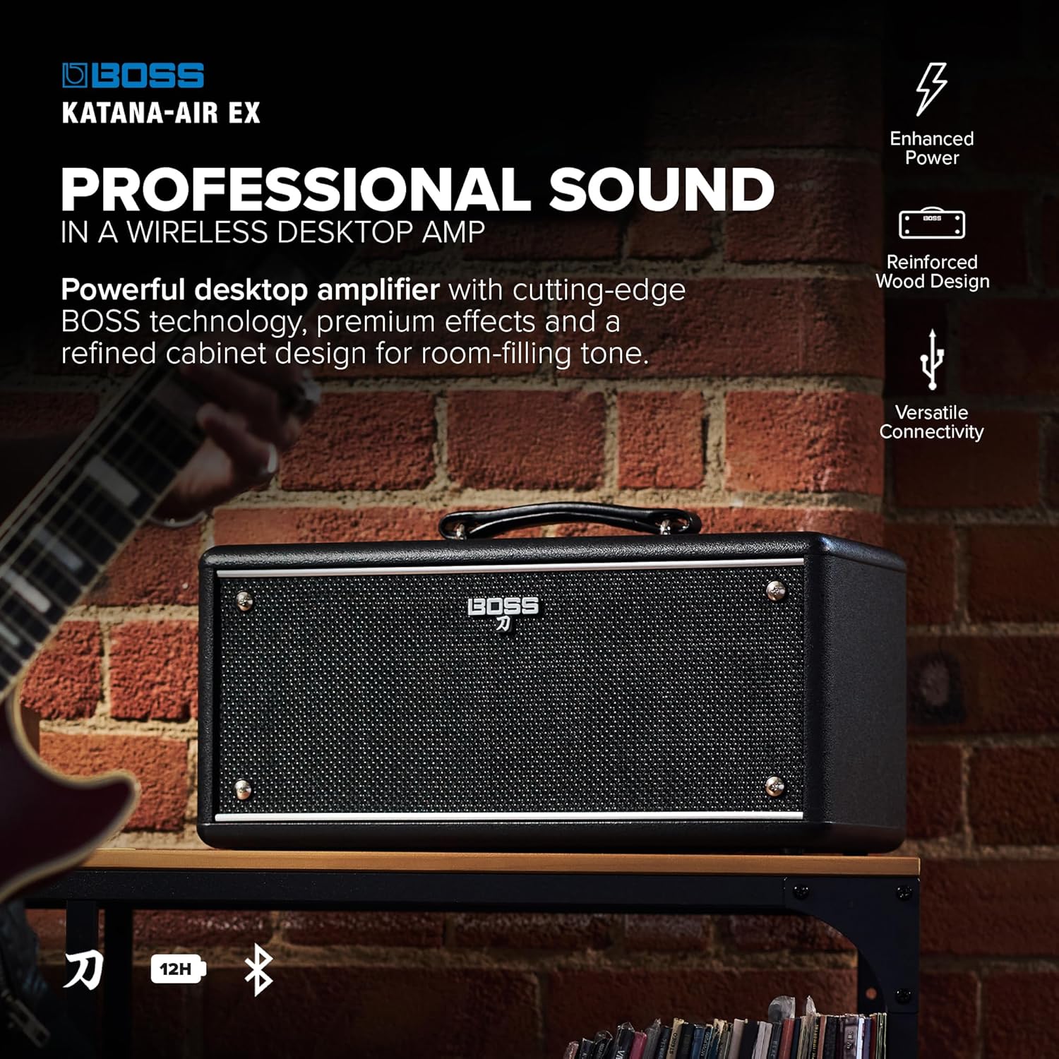 BOSS Katana-Air EX | Powerful Wireless Desktop Amplifier for Guitar, Bass & Acoustic-Electric Guitar & Bass | Stereo Sound with Dual Five-Inch Speakers | 5 Amp Characters | Premium Amps & Effects
