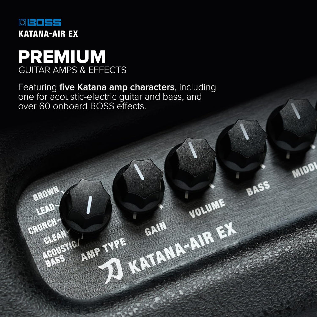 BOSS Katana-Air EX | Powerful Wireless Desktop Amplifier for Guitar, Bass & Acoustic-Electric Guitar & Bass | Stereo Sound with Dual Five-Inch Speakers | 5 Amp Characters | Premium Amps & Effects