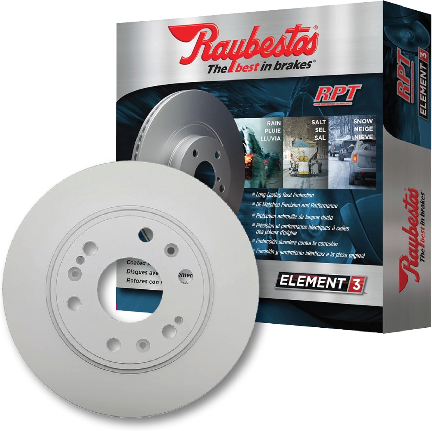Raybestos Element3 Automotive Replacement Front Coated Disc Brake Rotor for Selected Lexus (RX350, NX300, NX200t), Toyota (Highlander, Sienna) Model Years (980636FZN)