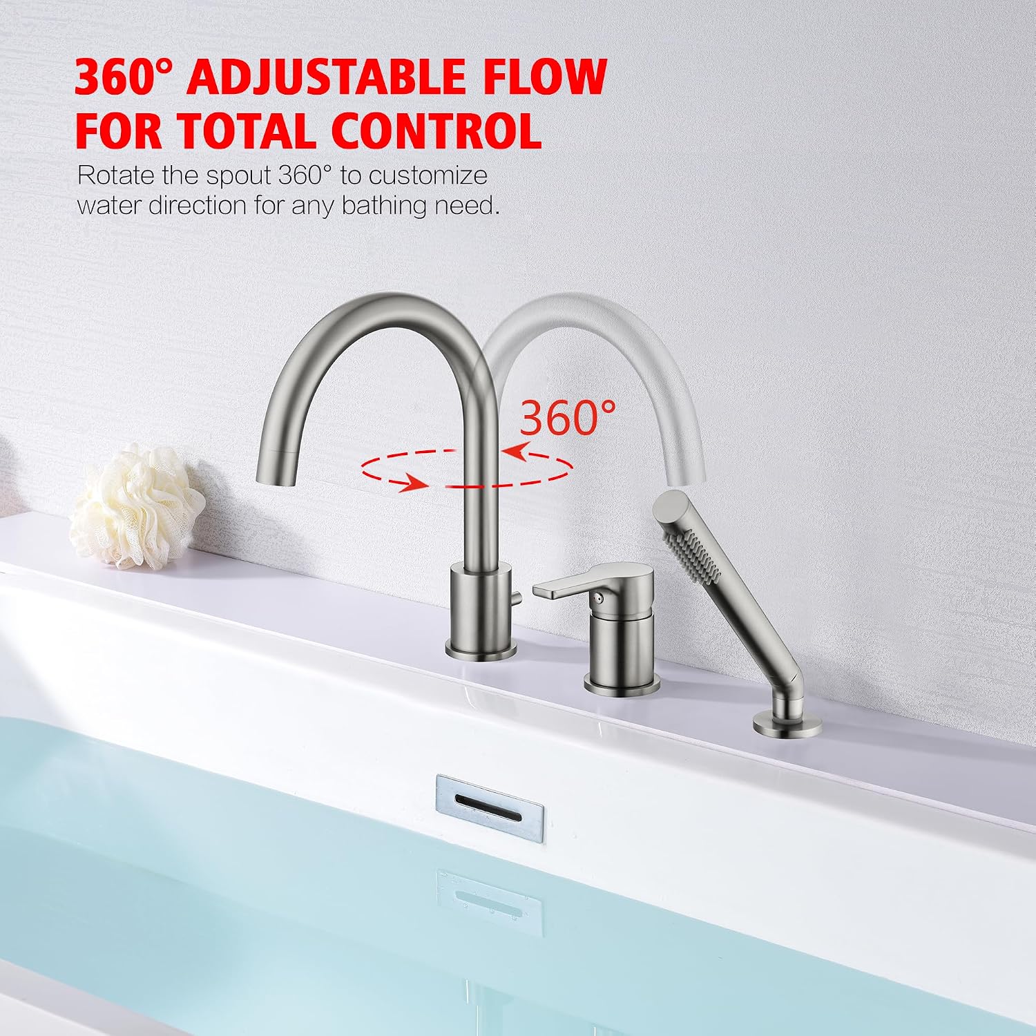 SUMERAIN Roman Tub Faucet Brushed Nickel Bathtub Faucet Set with Handheld Shower Sprayer