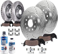 Detroit Axle - Brake Kit for 2015-2019 Cadillac ATS, Drilled and Slotted Disc Brake Rotors Ceramic Brakes Pads with Hardware 2016 2017 2018 Replacement: 12.64' inch Front and 12.40' inch Rear Rotors