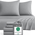 BedVoyage Cozy Sheets King – 50% Viscose from Bamboo and 50% Cotton Blend Sheet Set, Soft Breathable Bedding, 18' Deep Pocket, 4pc Set, Silver