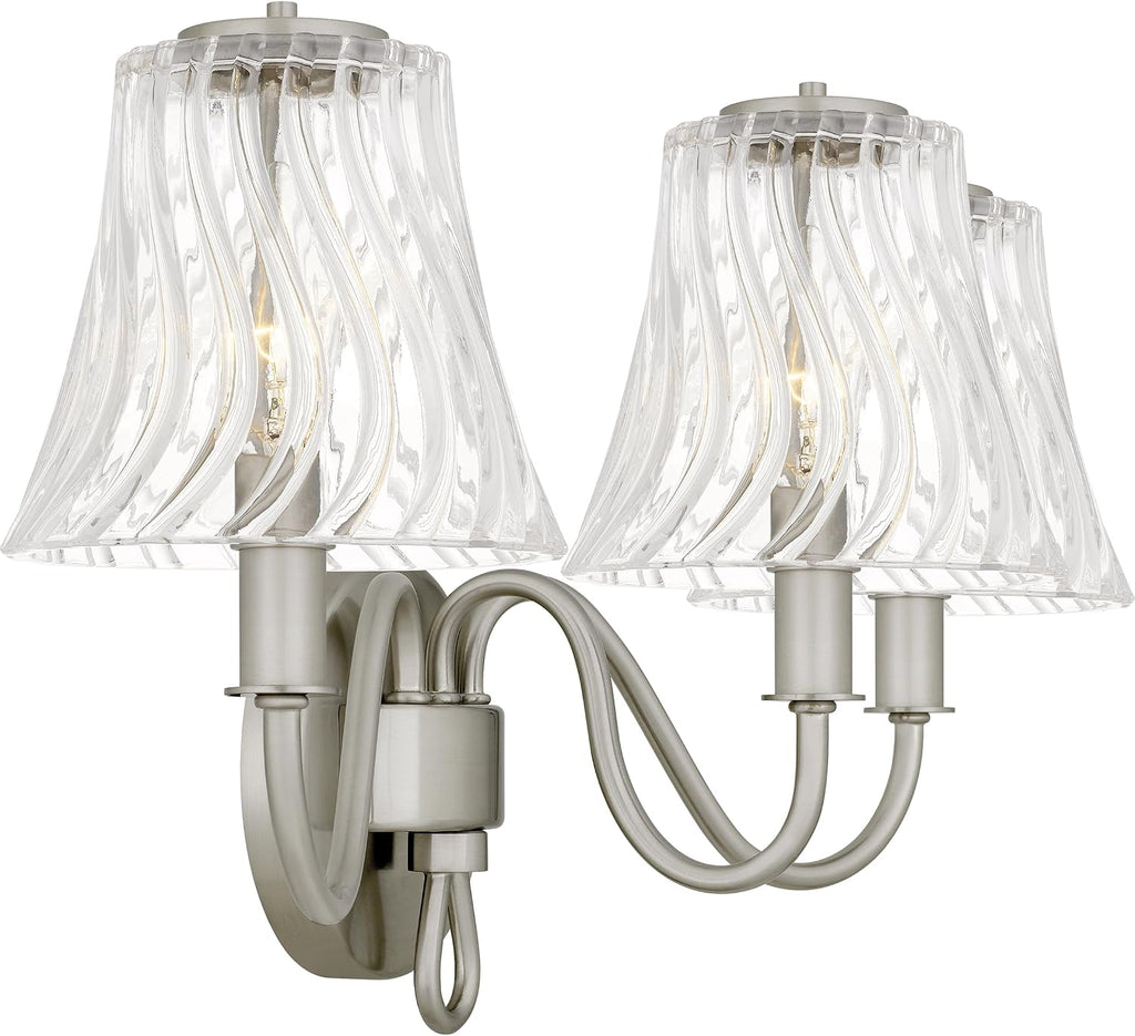 Quoizel McKinney Bath Vanity Light, 23 Inch 3-Light Bathroom Fixture, Brushed Nickel Modern Industrial Light, 60W Max, for Bathroom, Bedroom or Kitchen