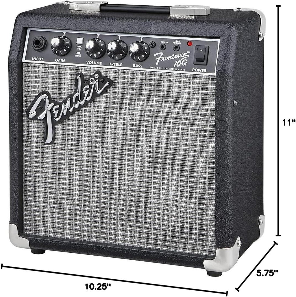 Fender Frontman 10G Guitar Amplifier (2311000000) Bundle with Fender 13ft Straight/Straight Joe Strummer Instrument Cable (Drab Green)