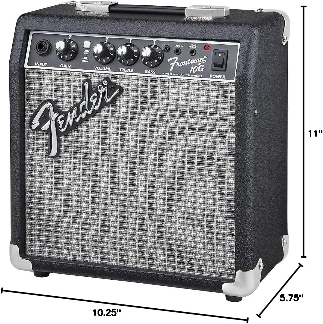 Fender Frontman 10G Guitar Amplifier (2311000000) Bundle with Fender 13ft Straight/Straight Joe Strummer Instrument Cable (Drab Green)