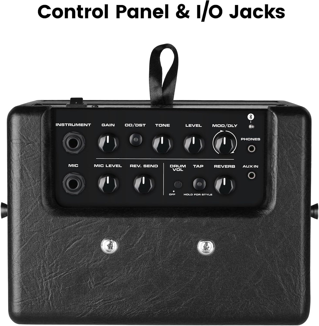 NUX Mighty 8BT MKII 8W Portable Modeling Amp, Acoustic, Electric, Bass Guitar amp Modeling and Cabinet IRs, Bluetooth，36 Default IRs, 6.5' FRFR Speaker,7 Presets, Drum Machine