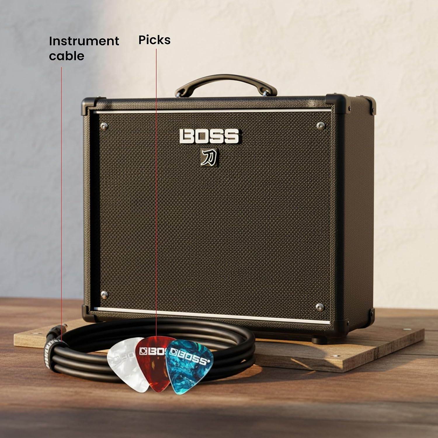 Boss Katana-50 Gen 3 50-Watt 1x12-Inch Guitar Combo Amplifier Bundle with Gearlux Instrument Cable and Picks