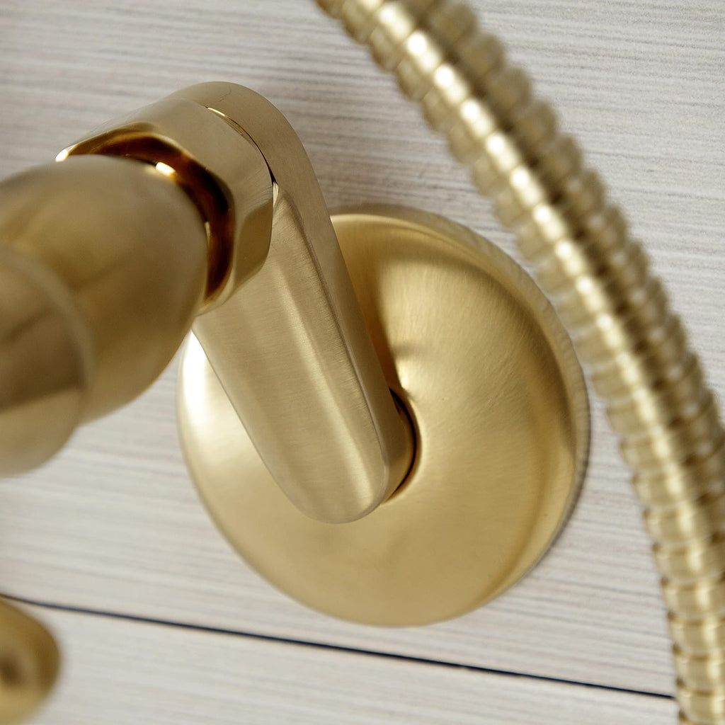 Kingston Brass KS266SB Vintage 6' Adjustable Wall Mount Clawfoot Tub Faucet, Brushed Brass
