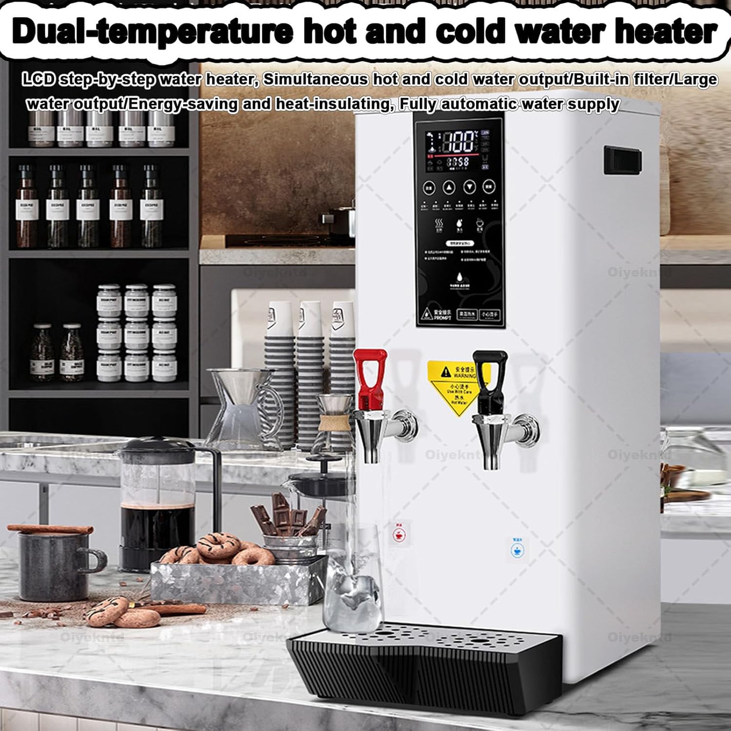 Commercial Instant Water Dispenser, 3000 w Desktop Electric Hot Water Boiler, 60°C to 100°C Adjustable, Automatic Hot Water Pot Digital Control Panel/Auto Temperature Control Black