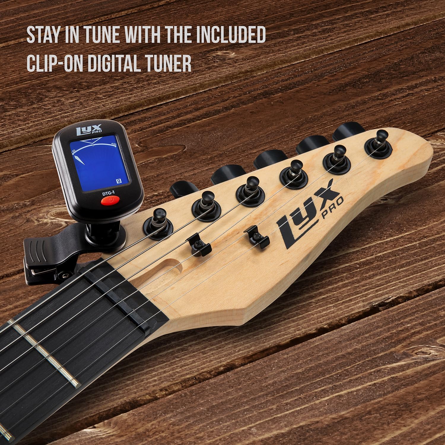 LyxPro 39 inch Electric Guitar Kit Bundle with 20w Amplifier, All Accessories, Digital Clip On Tuner, Six Strings, Two Picks, Tremolo Bar, Shoulder Strap, Case Bag Starter kit Full Size - Green