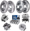 Detroit Axle - Brake Kit for 2009-2013 Subaru Forester Impreza, 11.53'' inch Front and 11.26'' inch Rear Drilled & Slotted Brake Rotors Wheel Bearings & Hubs Wheel Lug Nuts 2010 2011 2012 Replacement