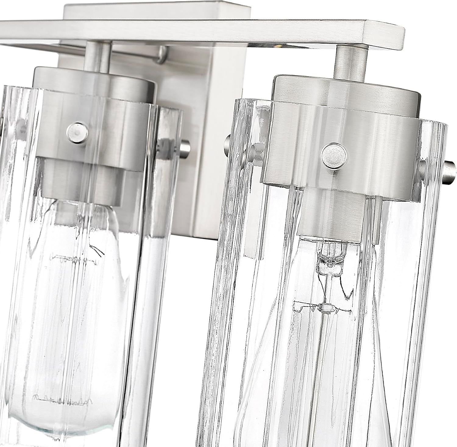 ML Lighting | Serena Collection | 10304-BN | 4 Light Vanity in Brushed Nickel Finish with Clear Ribbed Glass Shade | Versatile Design That adds High-End Texture and Elegance to Your Bathroom