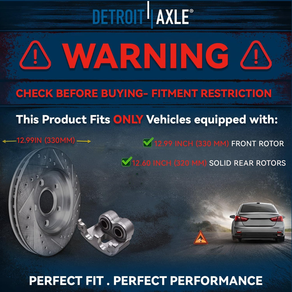 Detroit Axle - Brake Kit for 2017-2021 Chrysler Pacifica 2020-2021 Voyager 12.99' inch Front and 12.60' inch Rear Disc Brake Rotors Ceramic Brakes Pads with Hardware Replacement