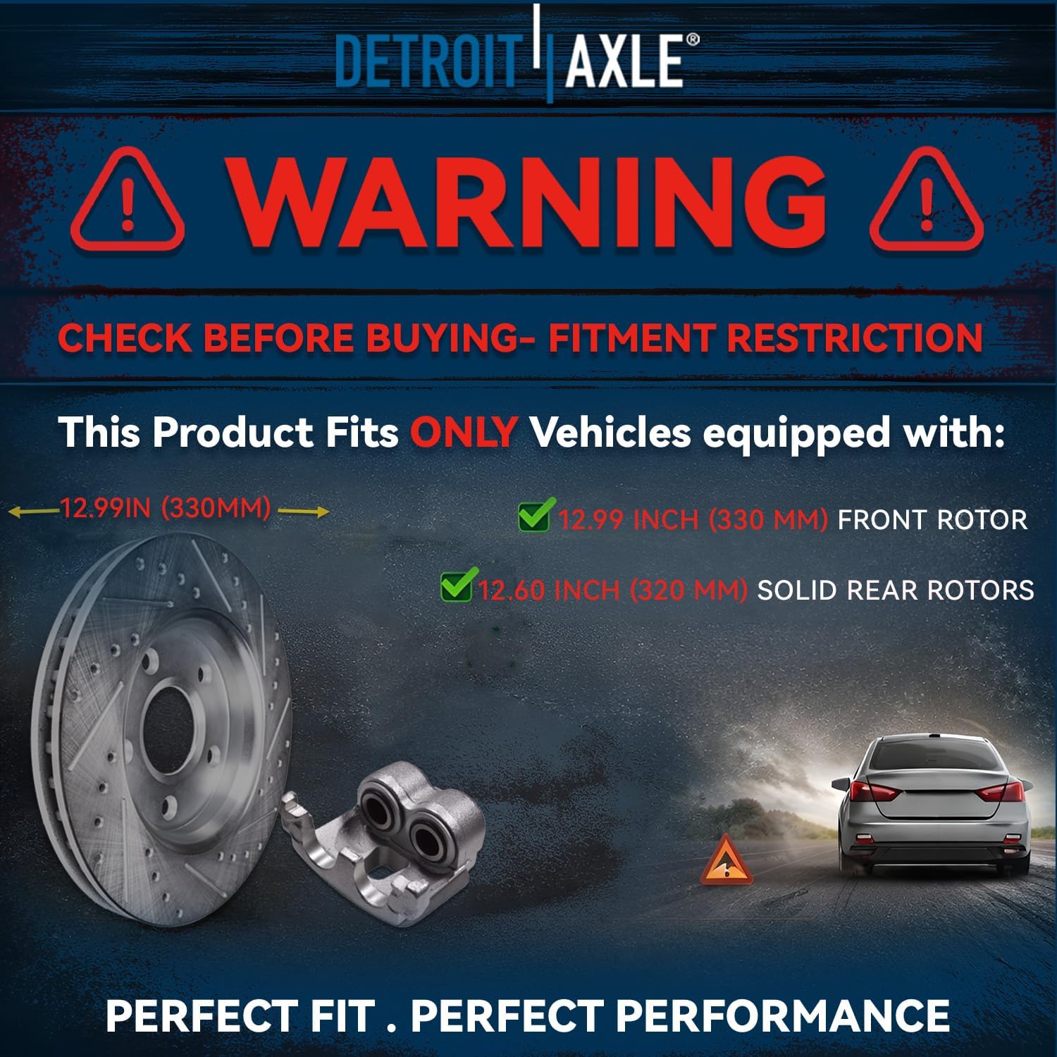 Detroit Axle - Brake Kit for 2017-2021 Chrysler Pacifica 2020-2021 Voyager 12.99' inch Front and 12.60' inch Rear Disc Brake Rotors Ceramic Brakes Pads with Hardware Replacement