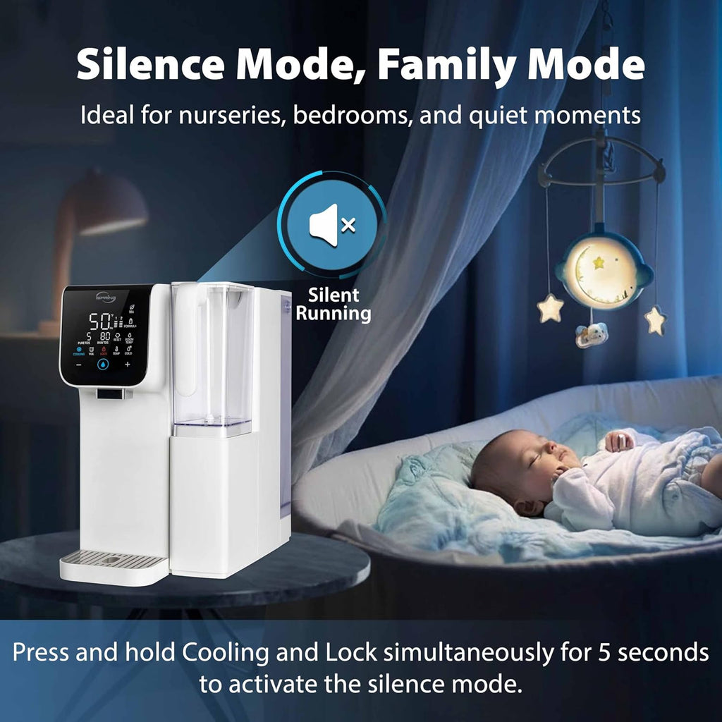 iSpring RCD100-THCW Hot & Cold Countertop Reverse Osmosis System, White, RO Water Filter Dispenser, 9 Temperature Options from 50–210°F & 6 Dispensing Volumes, TDS & Filter Life Monitor
