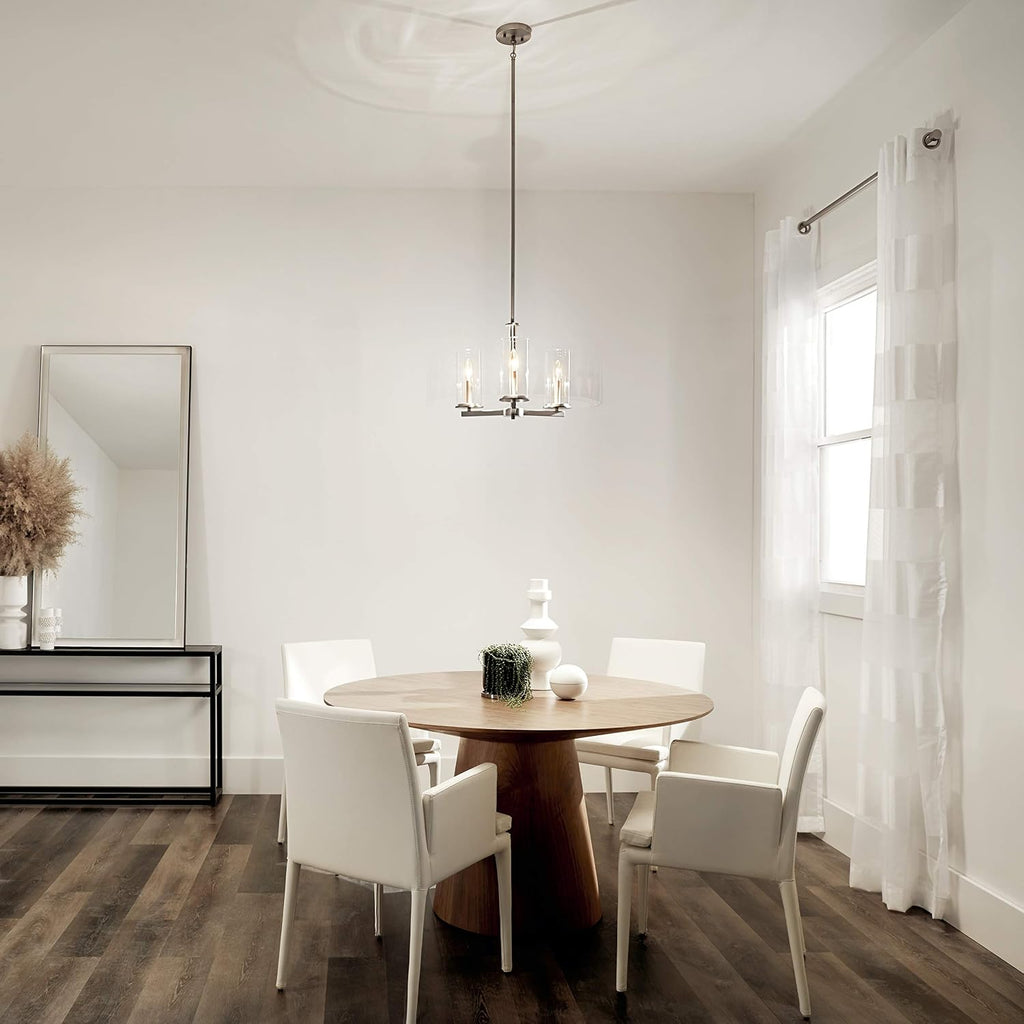 KICHLER Crosby 13.75' 3 Light Convertible Chandelier with Clear Glass Brushed Nickel