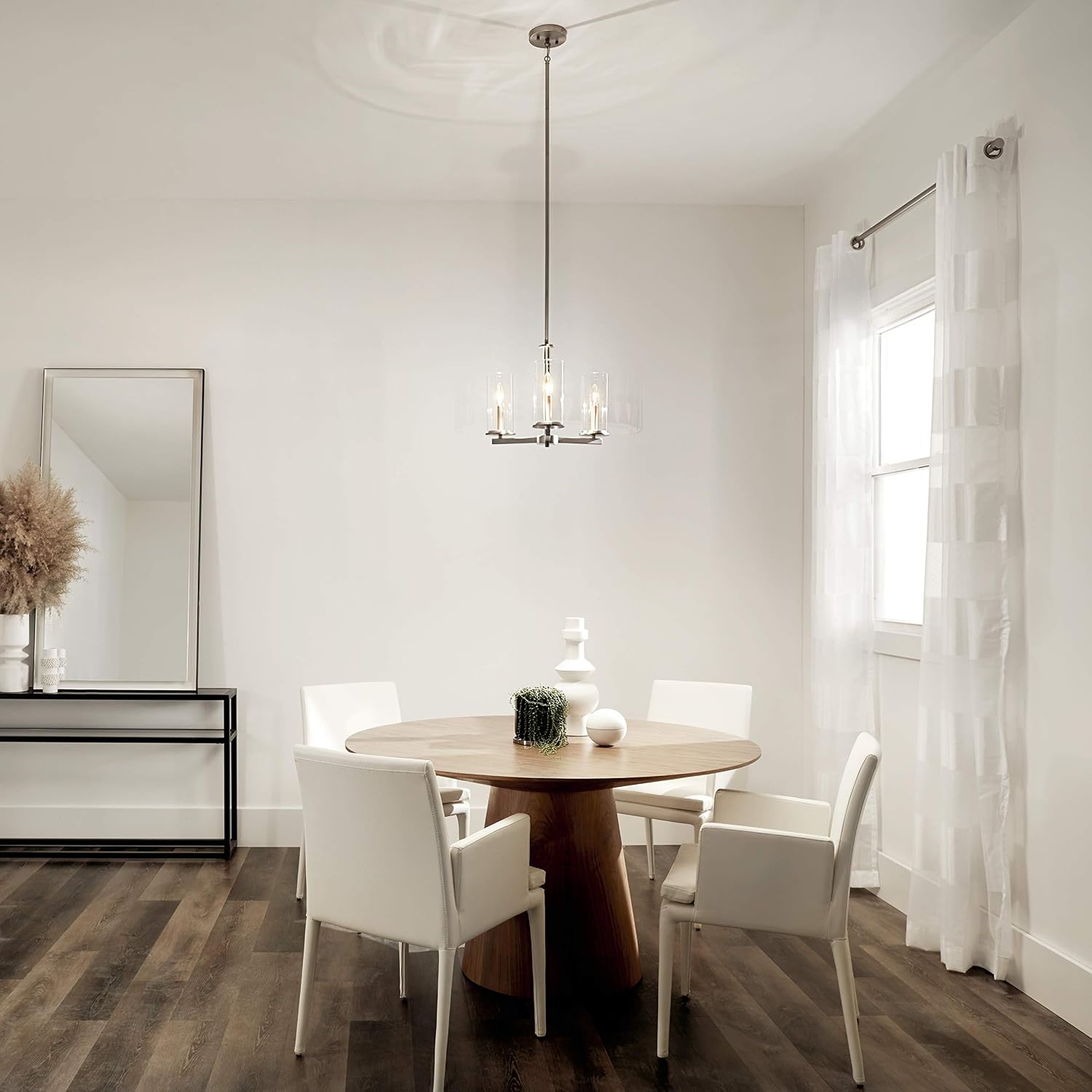 KICHLER Crosby 13.75' 3 Light Convertible Chandelier with Clear Glass Brushed Nickel