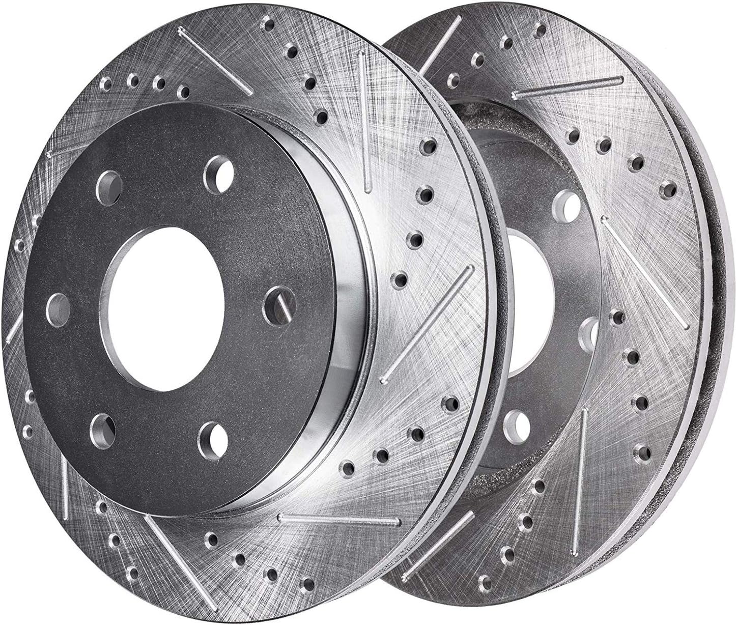 Detroit Axle - REAR Brake Kit for 2004-2011 Ford F-150 2006-2008 Mark LT Drilled Slotted Rotors Brake Calipers Ceramic Brake Pads w/Hardware Replacement: 13.69 inch' Rear Rotor
