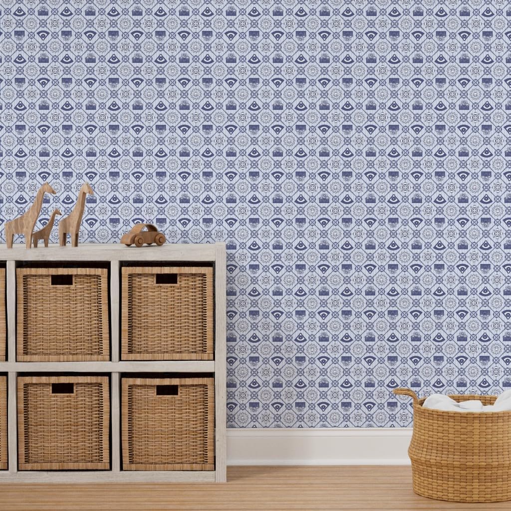 Peel & Stick Wallpaper 12ft x 2ft - Baseball Diamonds Toile Stars Sports Firework Glove Diamond Custom Removable Wallpaper by Spoonflower