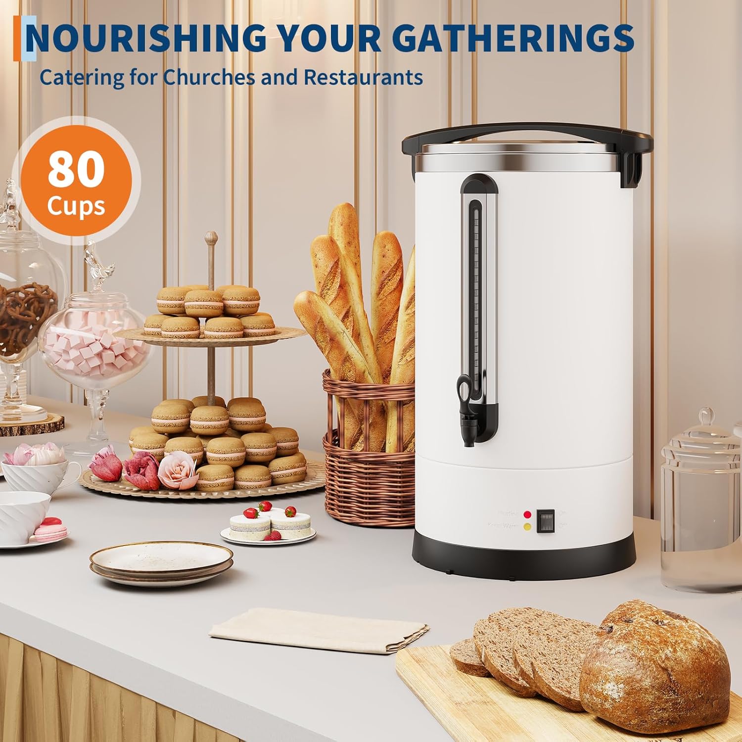 TrailBlaze 12L Double Wall Stainless Steel Commercial Coffee Urn - Electric Percolator Coffee Maker & Hot Water Dispenser, Large Capacity, Fast Brewing, Easy Clean for Buffet, Catering, Weddings