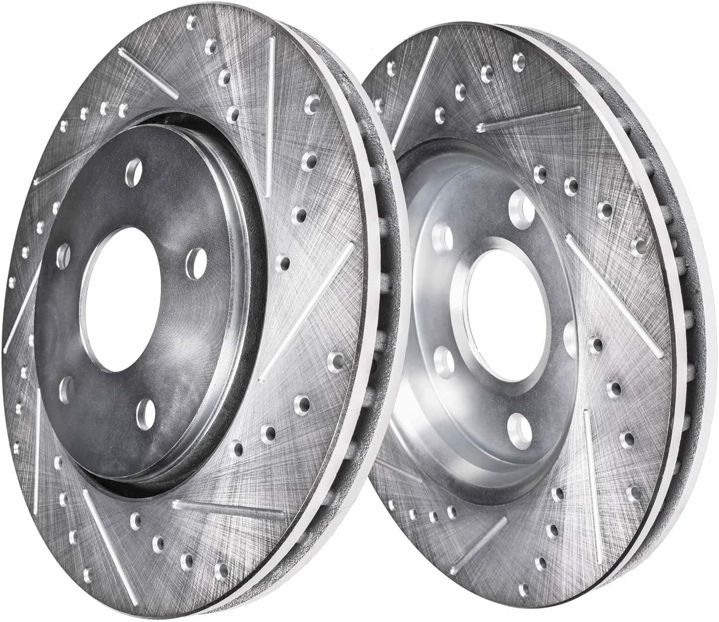 Detroit Axle - Front Drilled Rotors & Brake Pads + Right Caliper Replacement for Toyota Highlander Lexus RX350 NX300 NX300h RX450h NX200t - 5pc Set
