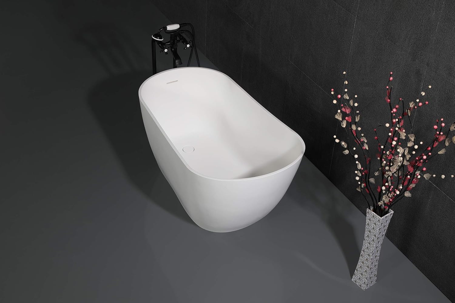 Kingston Brass CCK266K0 Kingston Freestanding Tub Faucet with Supply Line and Stop Valve, Matte Black