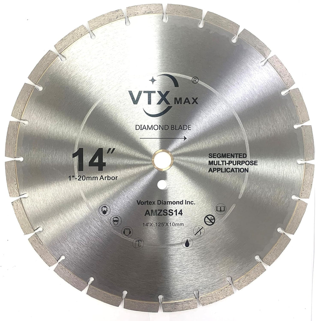 (5 Pack) VTXMax VSS 14 Inch Dry or Wet Cutting General Purpose Power Saw Segmented Diamond Blades for Concrete Stone Brick Masonry (14' (5 pcs))