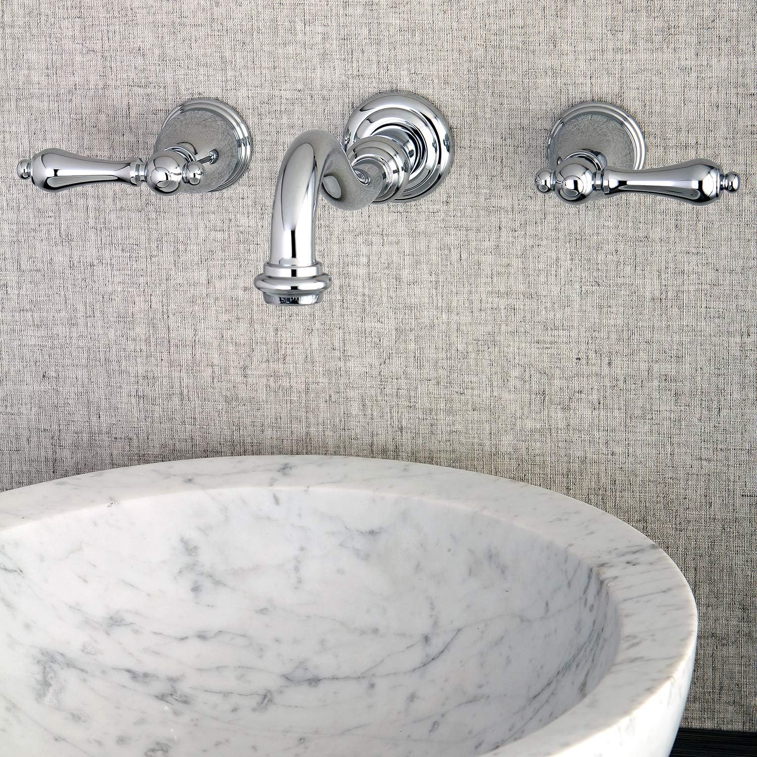 Kingston Brass KS3121AL Vintage 2-Handle Wall Mount Bathroom Faucet, Polished Chrome