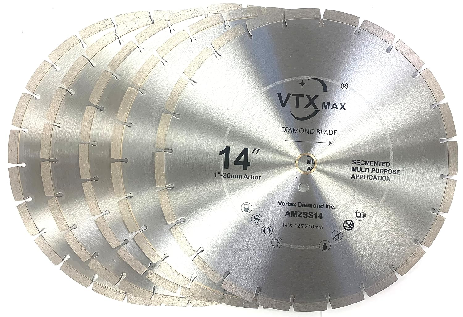 (5 Pack) VTXMax VSS 14 Inch Dry or Wet Cutting General Purpose Power Saw Segmented Diamond Blades for Concrete Stone Brick Masonry (14' (5 pcs))