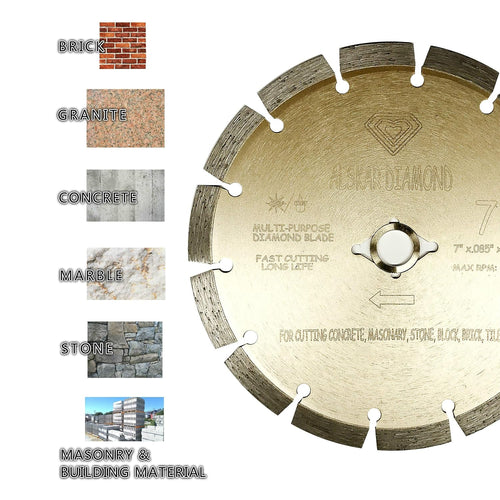 (10 Pack) ALSKAR DIAMOND 7 inch Dry or Wet Cutting General Purpose Segmented High Speed Diamond Saw Blades for Concrete Stone Brick Masonry (7' - 10 pcs)