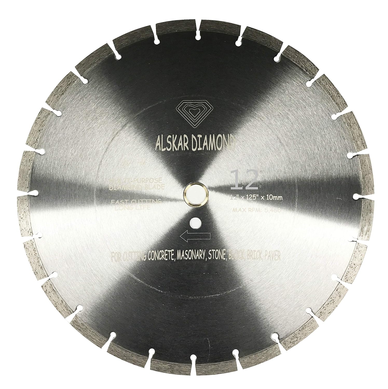 (10 Pack) ALSKAR DIAMOND ADLSS 12 inch Dry or Wet Cutting General Purpose Segmented High Speed Diamond Saw Blades for Concrete Stone Brick Masonry with Arbor 1'-20mm (12' - 10 pcs)