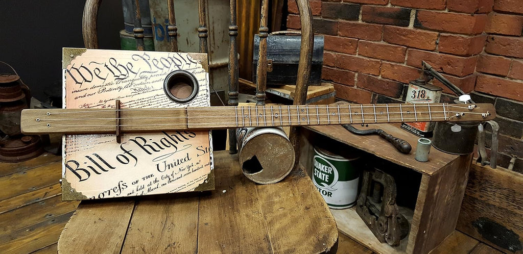 'Founder's Faith' Patriotic American Cigar Box Guitar - Acoustic/Electric 3-string - Made in the USA!