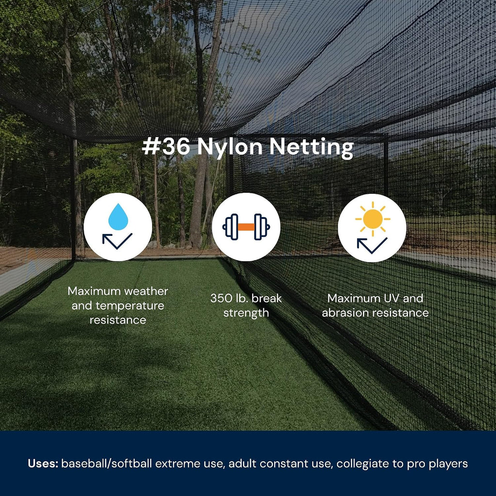 LFS Batting Cage Net – Baseball & Softball Netting for Indoor & Outdoor Training | UV Treated, Weather Resistant, Durable | Net Only – No Frame Included