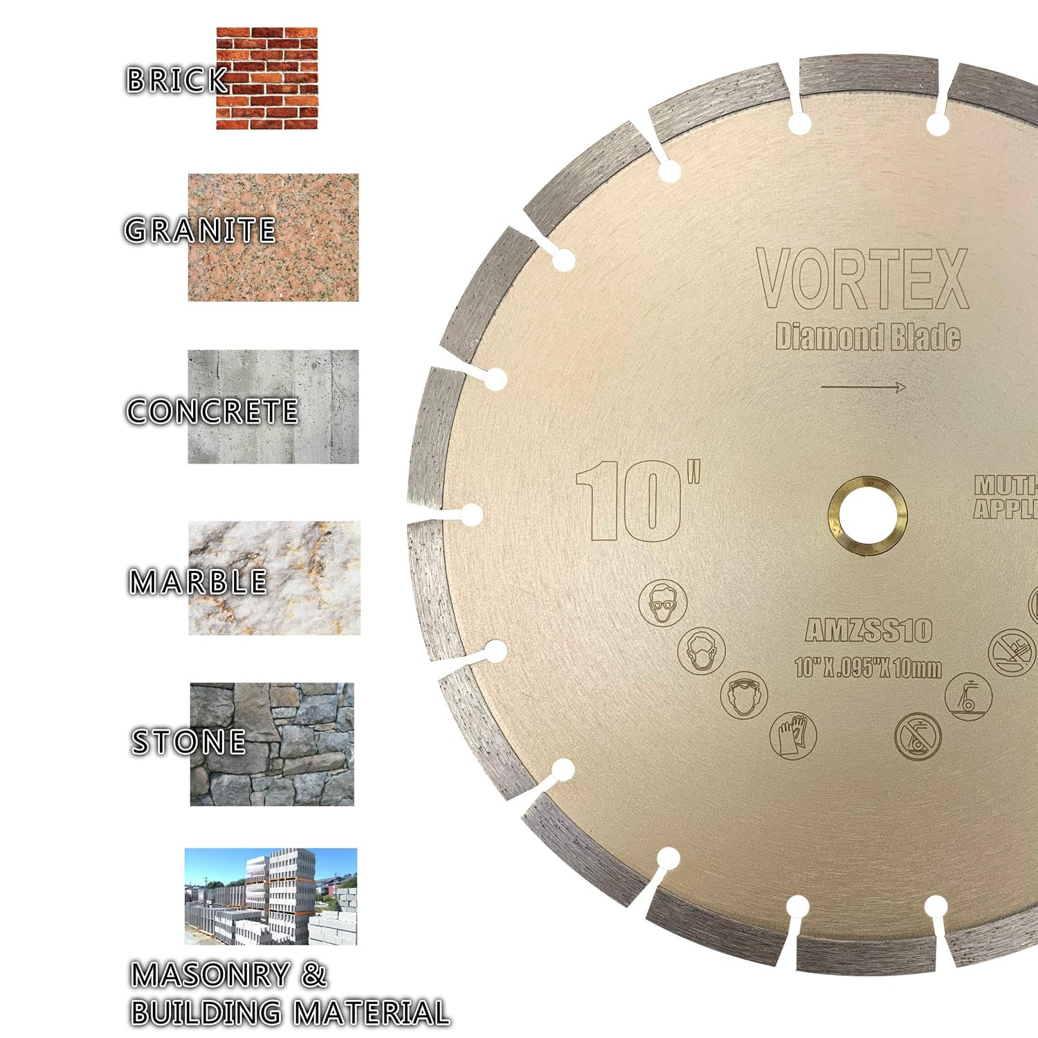 (10 Pack) VTXMax VSS 10 Inch Dry or Wet Cutting General Purpose Power Saw Segmented Diamond Blades for Concrete Stone Brick Masonry (10' (10 pcs))