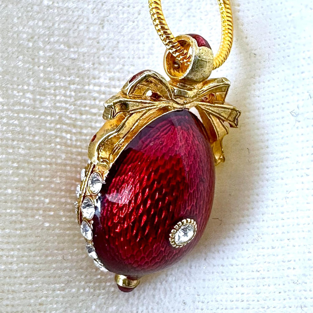 Ladybugs Red Guilloché Enamel Sterling Silver Necklace Pendant Genuine Garnet Crystals 24k Gold Plate Chain