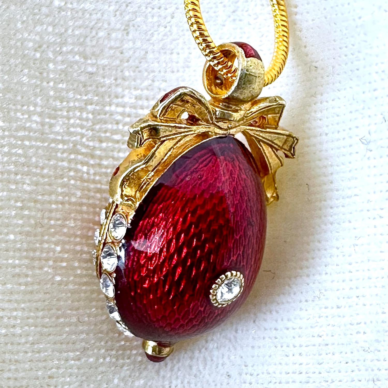 Ladybugs Red Guilloché Enamel Sterling Silver Necklace Pendant Genuine Garnet Crystals 24k Gold Plate Chain