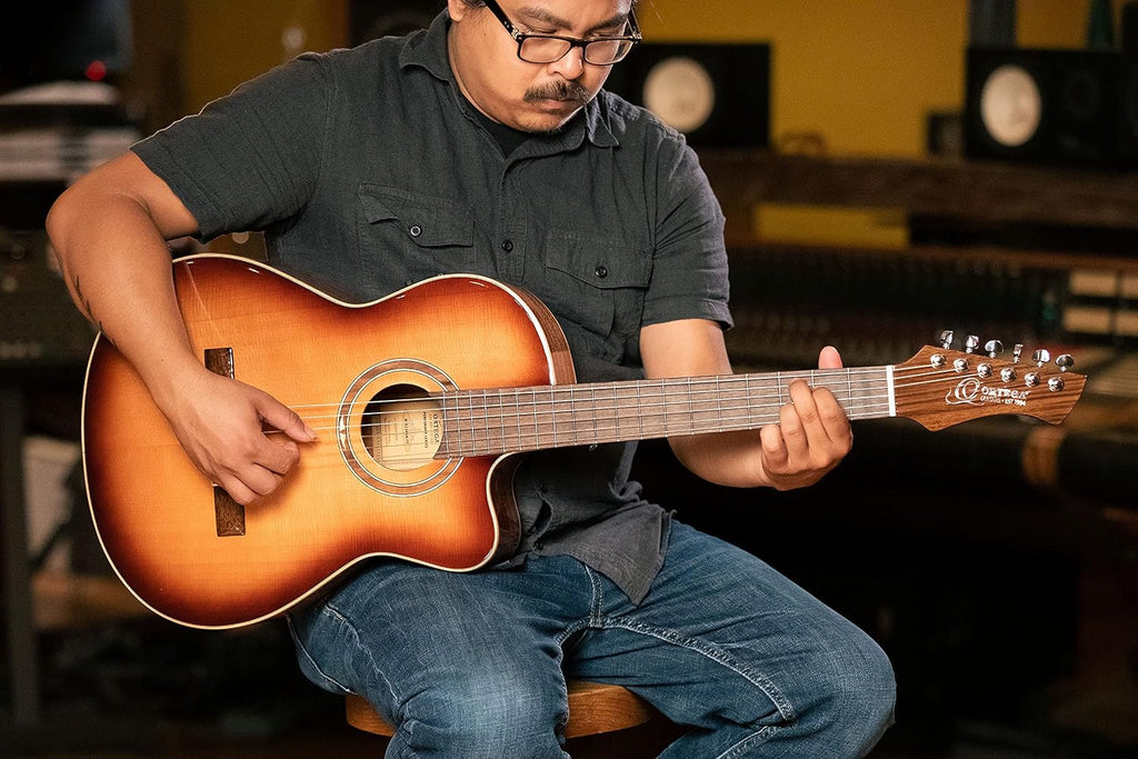 Ortega Guitars 6 String Performer Series Solid Top Slim Neck Reverse Acoustic-Electric Nylon Classical Guitar w/Bag, Right (RCE238SN-FT)