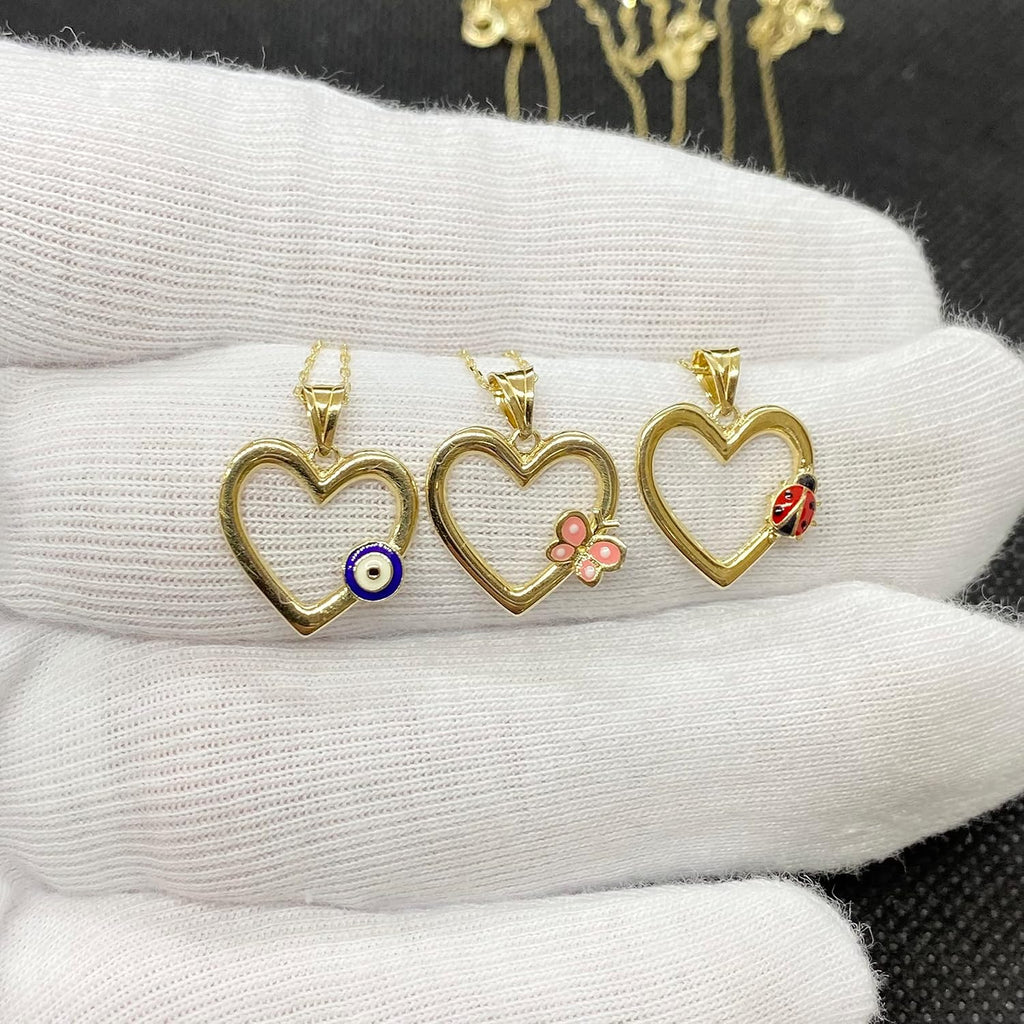 14K Real Solid Gold Heart Necklace for Women, Open Heart Dainty Charm Pendant, Christmas Birthday Gift for her mom girls, Handmade Jewelry