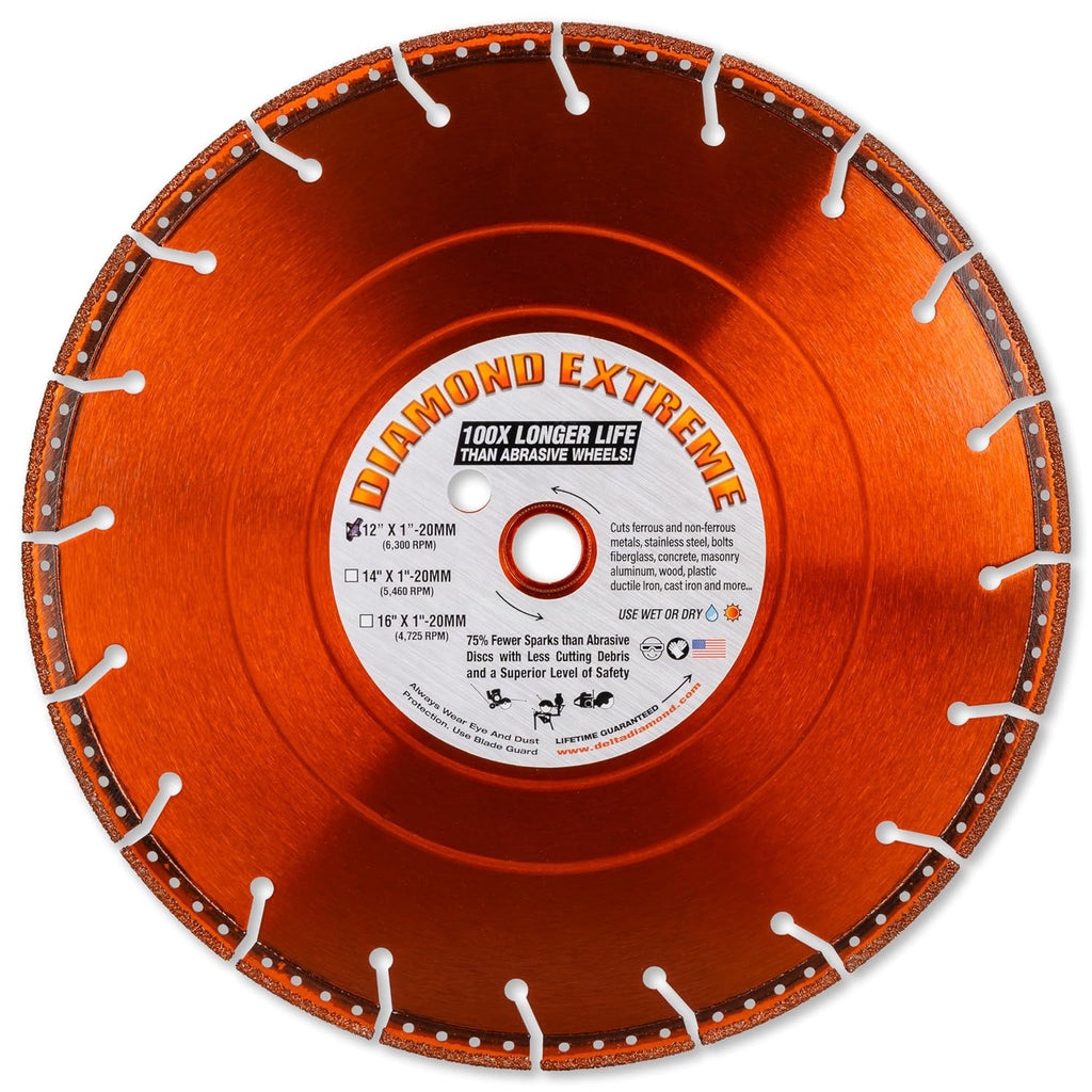 Diamond Extreme Metal Cut Off Wheel 12 Inch, Heavy-Duty All Purpose Metal Cutting Diamond Blade for Rebar, Steel, Iron & More