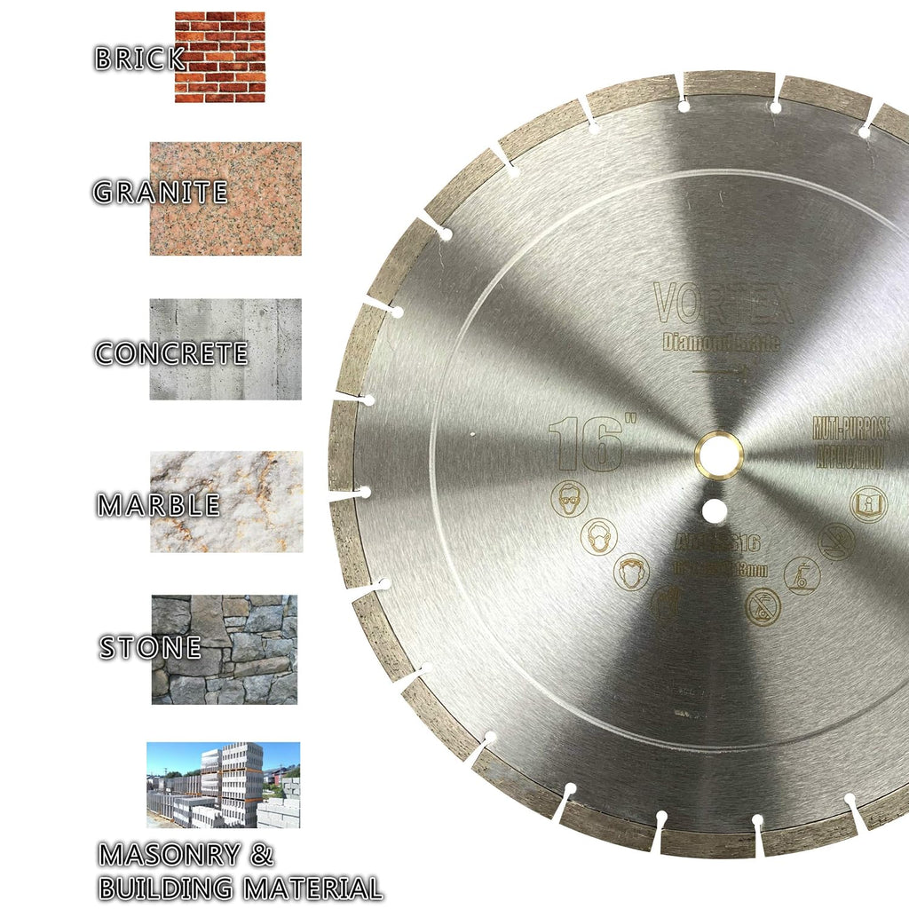(10 Pack) VTXMax VSS 16 Inch Dry or Wet Cutting General Purpose Power Saw Segmented Diamond Blades for Concrete Stone Brick Masonry (16' (10 pcs))