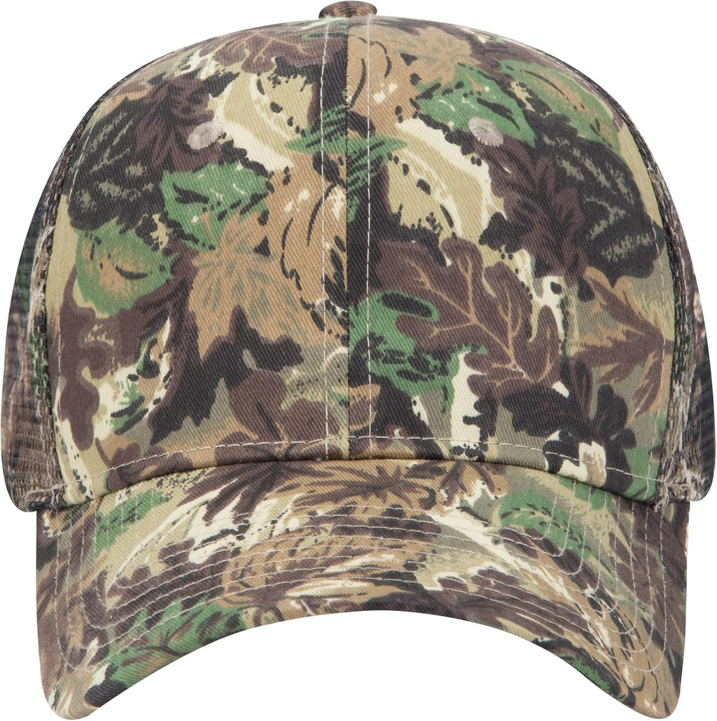 OTTO Wholesale 12 x Cap Camouflage 6 Panel Mid Profile Mesh Back Trucker Hat
