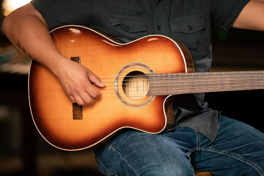 Ortega Guitars 6 String Performer Series Solid Top Slim Neck Reverse Acoustic-Electric Nylon Classical Guitar w/Bag, Right (RCE238SN-FT)