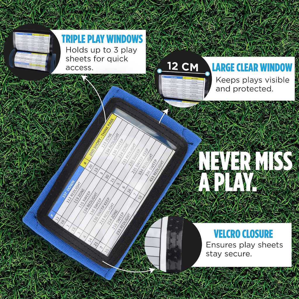 Sports Unlimited Adult Triple Wrist Coach, Football Wristbands for Plays, Baseball Wristbands, QB Arm Bands