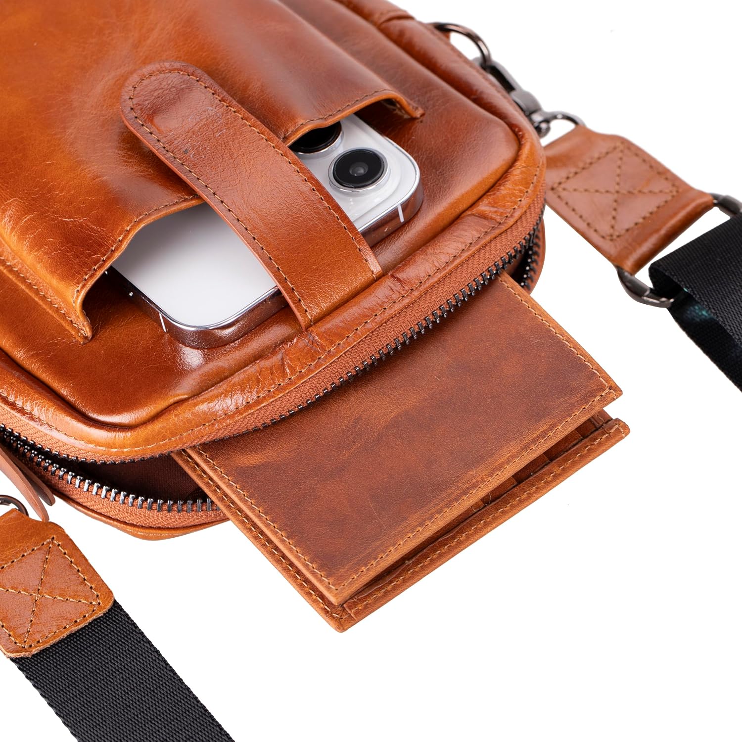 VENOULT Crossbody Leather Wallet for Man or Women fits iPhone 16 Pro MAX