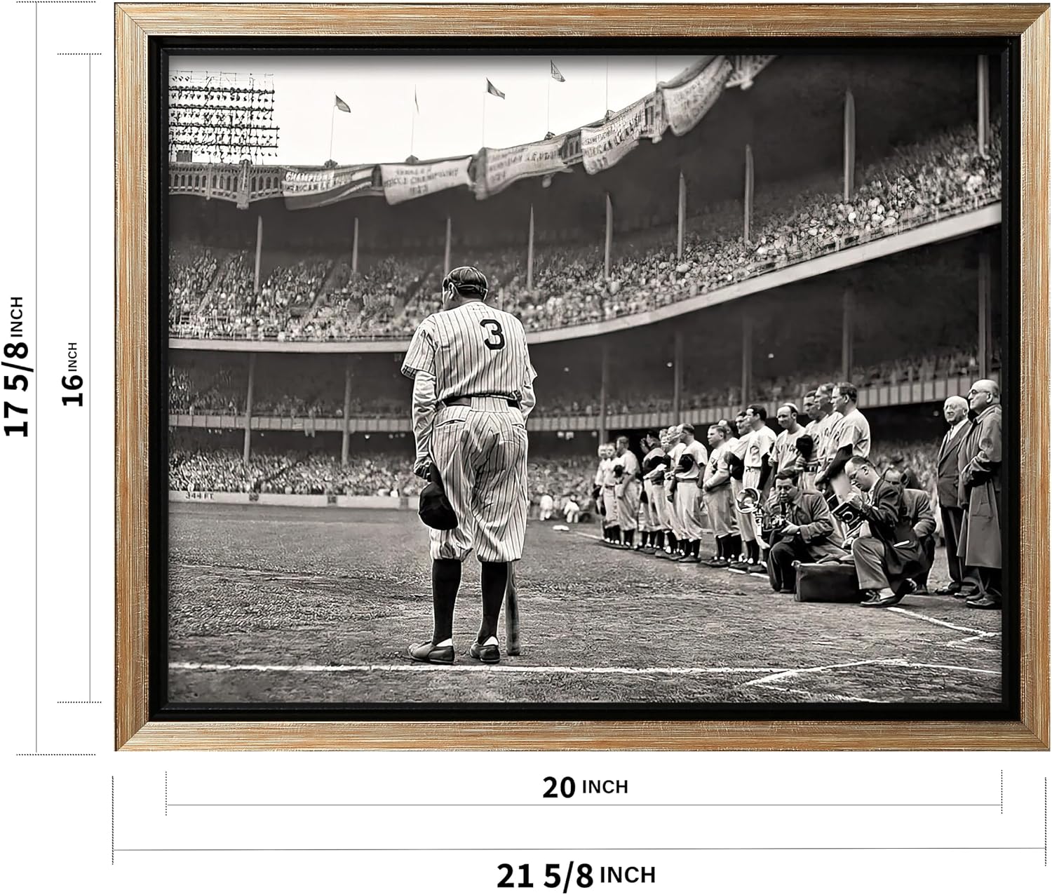 Poster Master The Babe Bows Out Canvas - Retro Babe Ruth Retires Print - Sports Art - Gift for Him, Men, Athlete - Baseball Art - Decor for Man Cave, Gym, Living Room - 16x20 Silver Framed Canvas