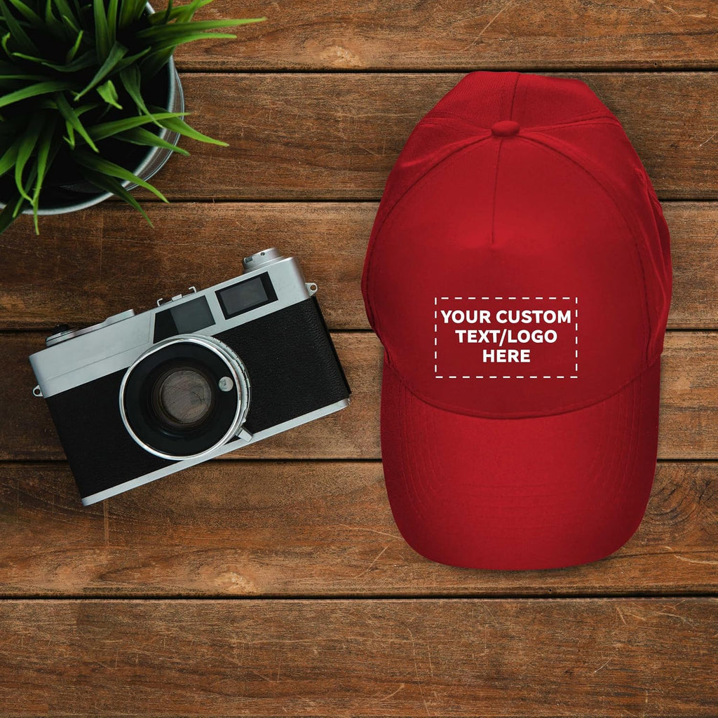 DISCOUNT PROMOS Custom Embroidered Polyester Baseball Caps Set of 6/12/24, Personalized Bulk Pack