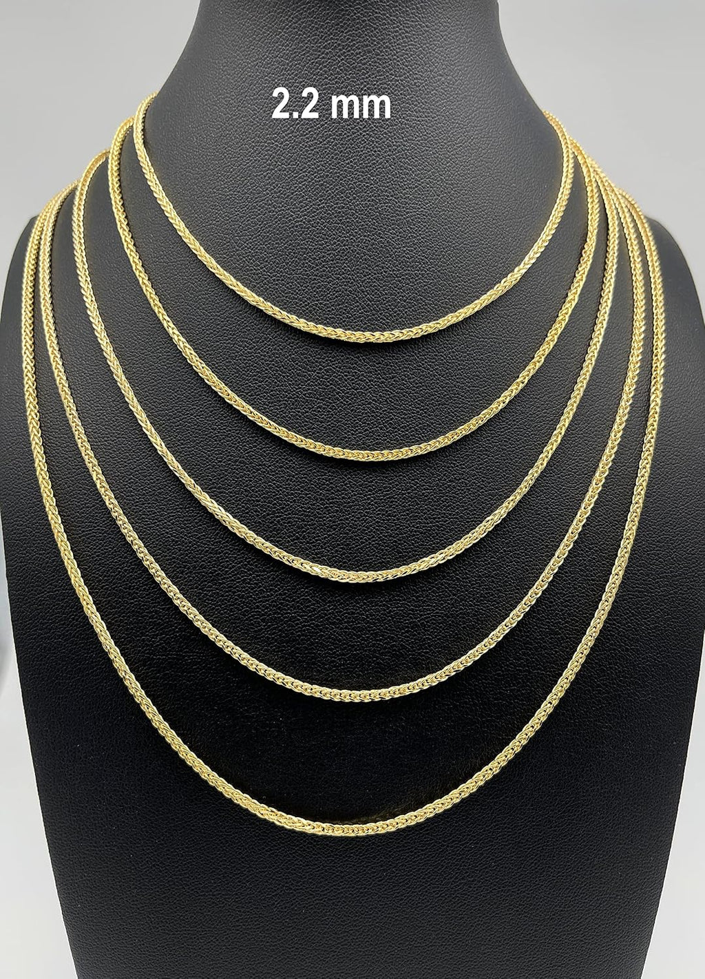 JEWELHEART 10K and 14K Gold Square Wheat Chain 1.5mm 1.7mm 2.2mm 2.6mm 3.2mm 3.9mm 4.5mm Yellow Real Gold Chains Diamond Cut Braided Franco Chain Necklace For Women with Lobster Clasp 16' 18' 20' 22' 24'
